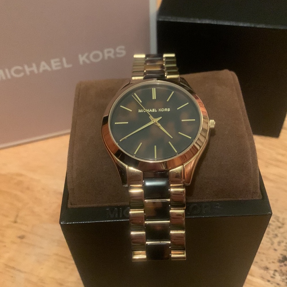 Michael Kors Gold watch with Tortoise face & detail
